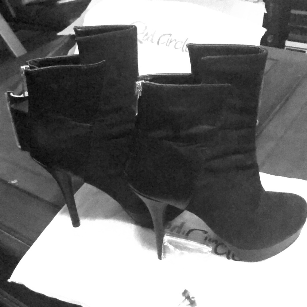 red circle Asalia ankle booty heels